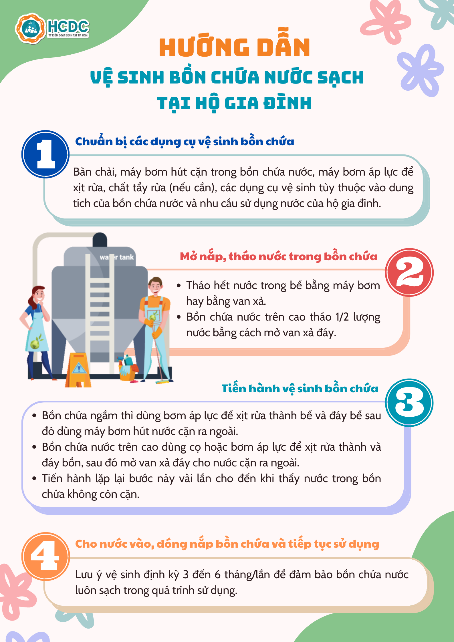 Hướng dẫn vệ sinh bồn chứa nước sạch tại hộ gia đình