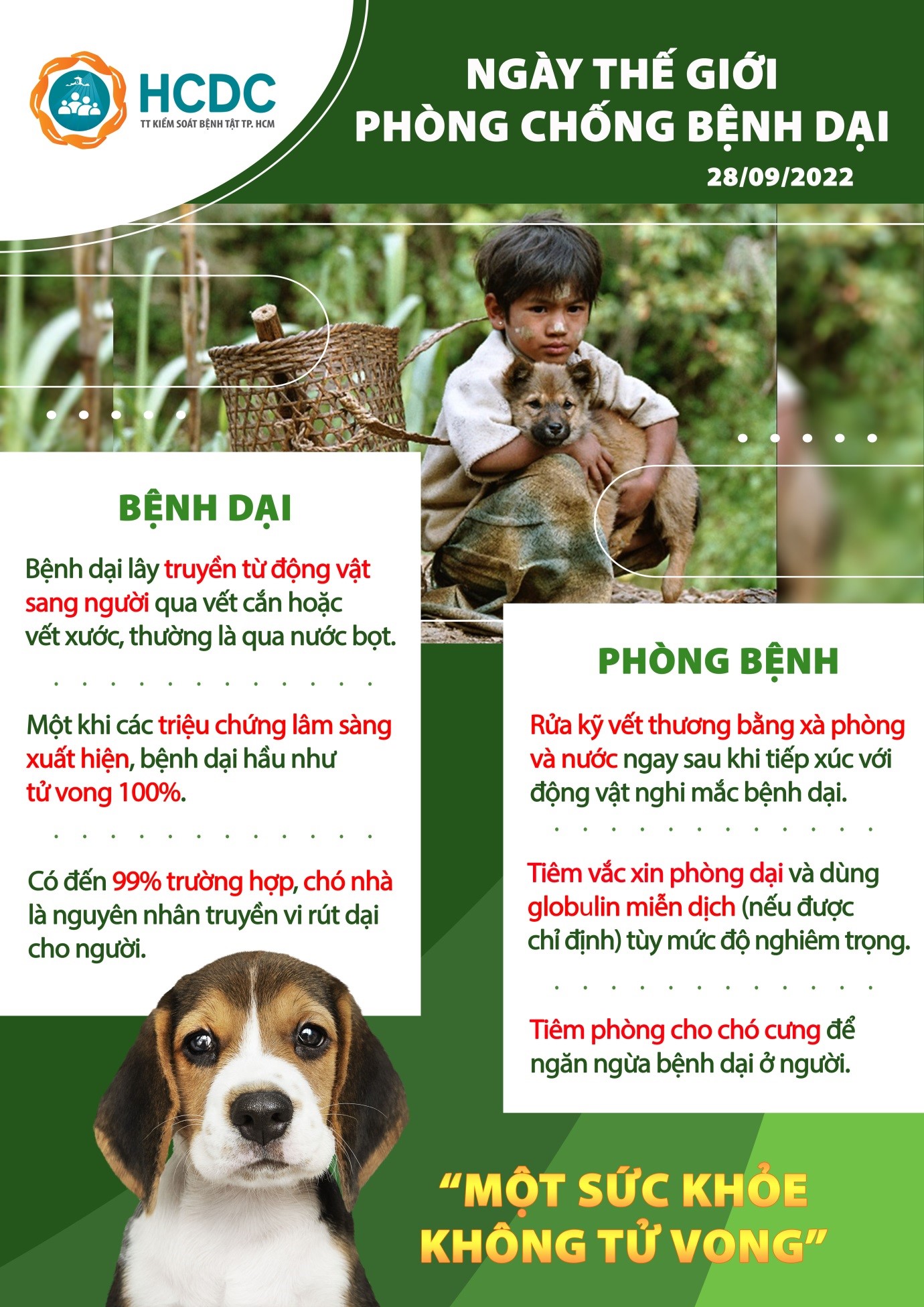 Ngày Thế giới Phòng chống bệnh Dại năm 2022: Một sức khỏe, không tử vong