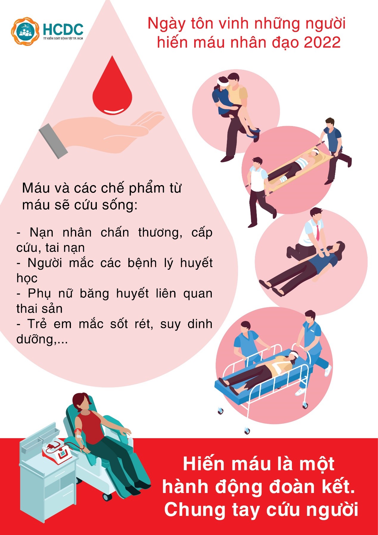 Ngày tôn vinh những người hiến máu nhân đạo 2022: Hiến máu là một hành động đoàn kết. Chung tay cứu người