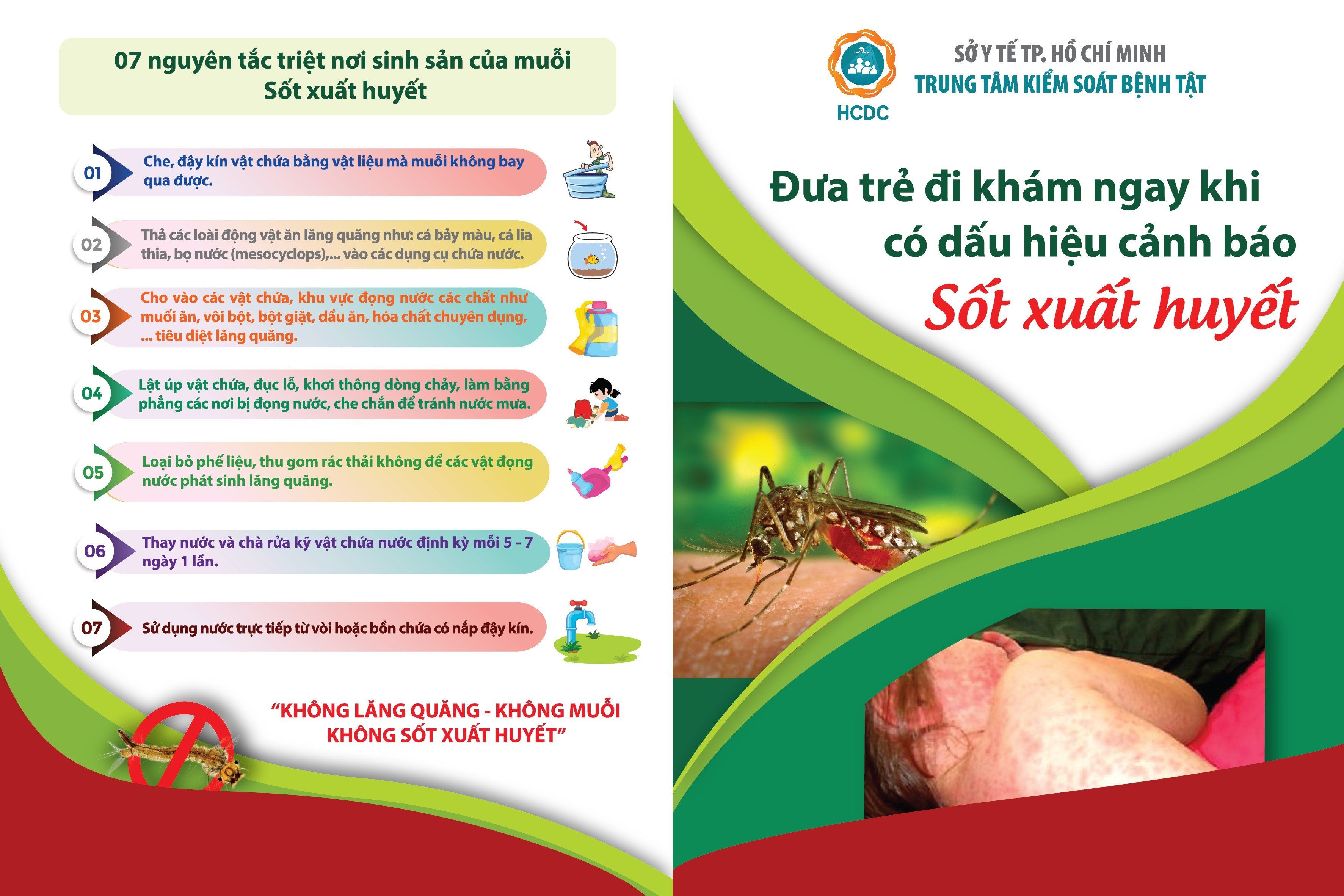 Tờ rơi Đưa trẻ đi khám ngay khi có dấu hiệu cảnh báo Sốt xuất huyết