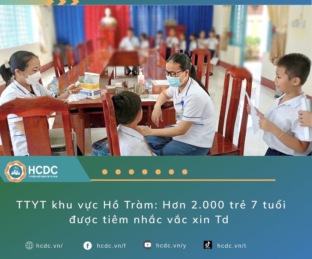 TTYT khu vực Hồ Tràm: Hơn 2.000 trẻ 7 tuổi được tiêm nhắc vắc xin Td