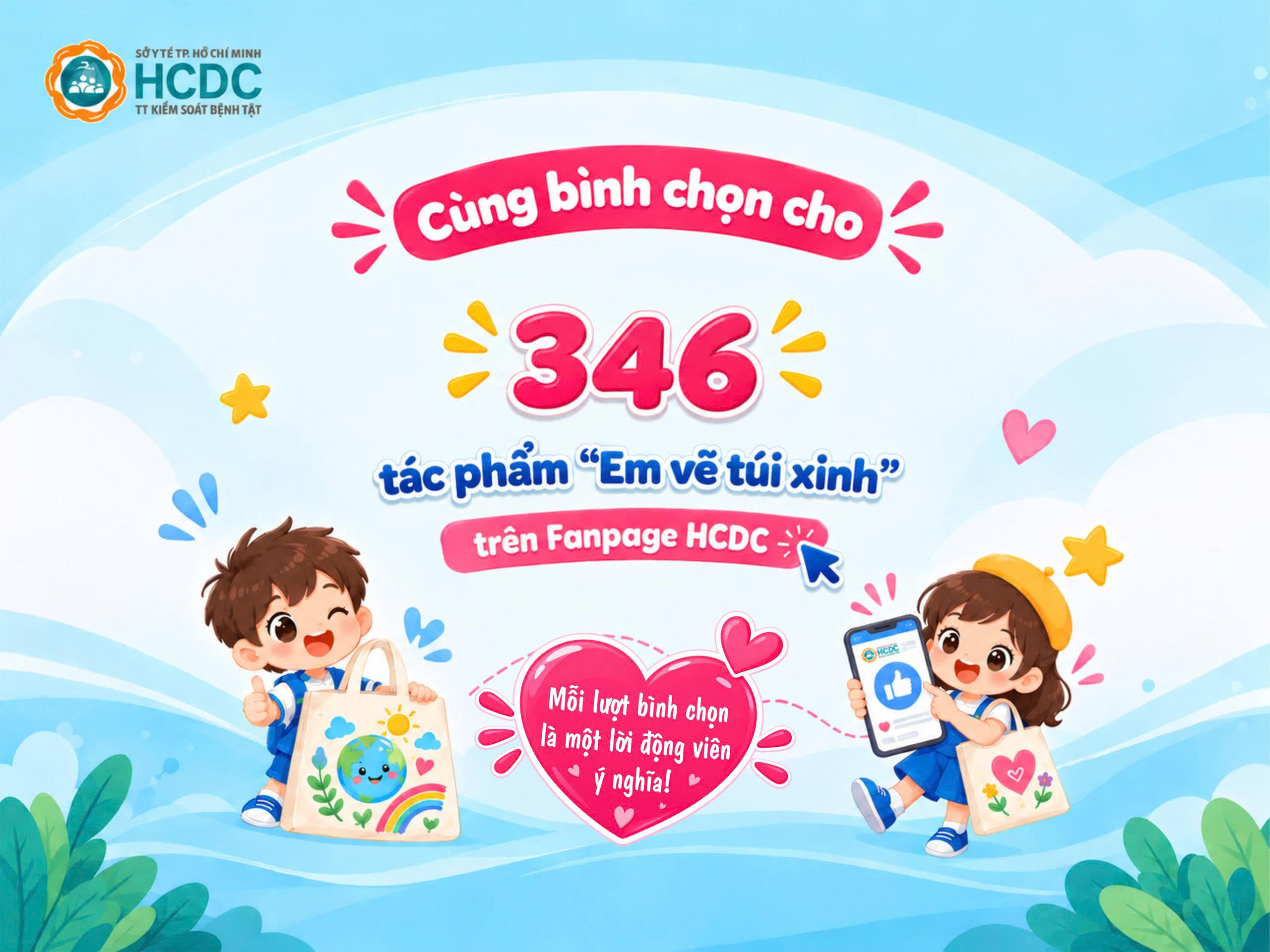 Cùng bình chọn cho 346 tác phẩm “Em vẽ túi xinh” trên Fanpage HCDC