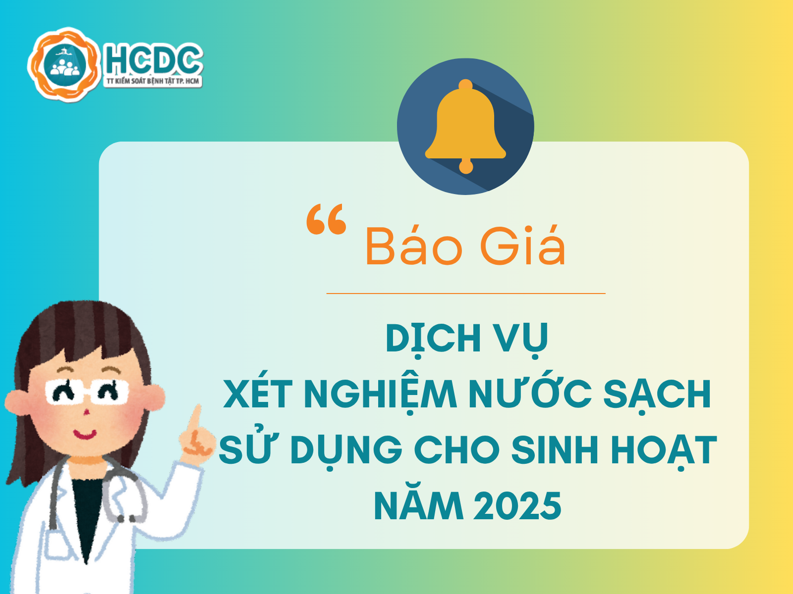 Báo gia dịch vụ xét nghiệm nước sạch sử dụng cho mục đích sinh hoạt năm 2025