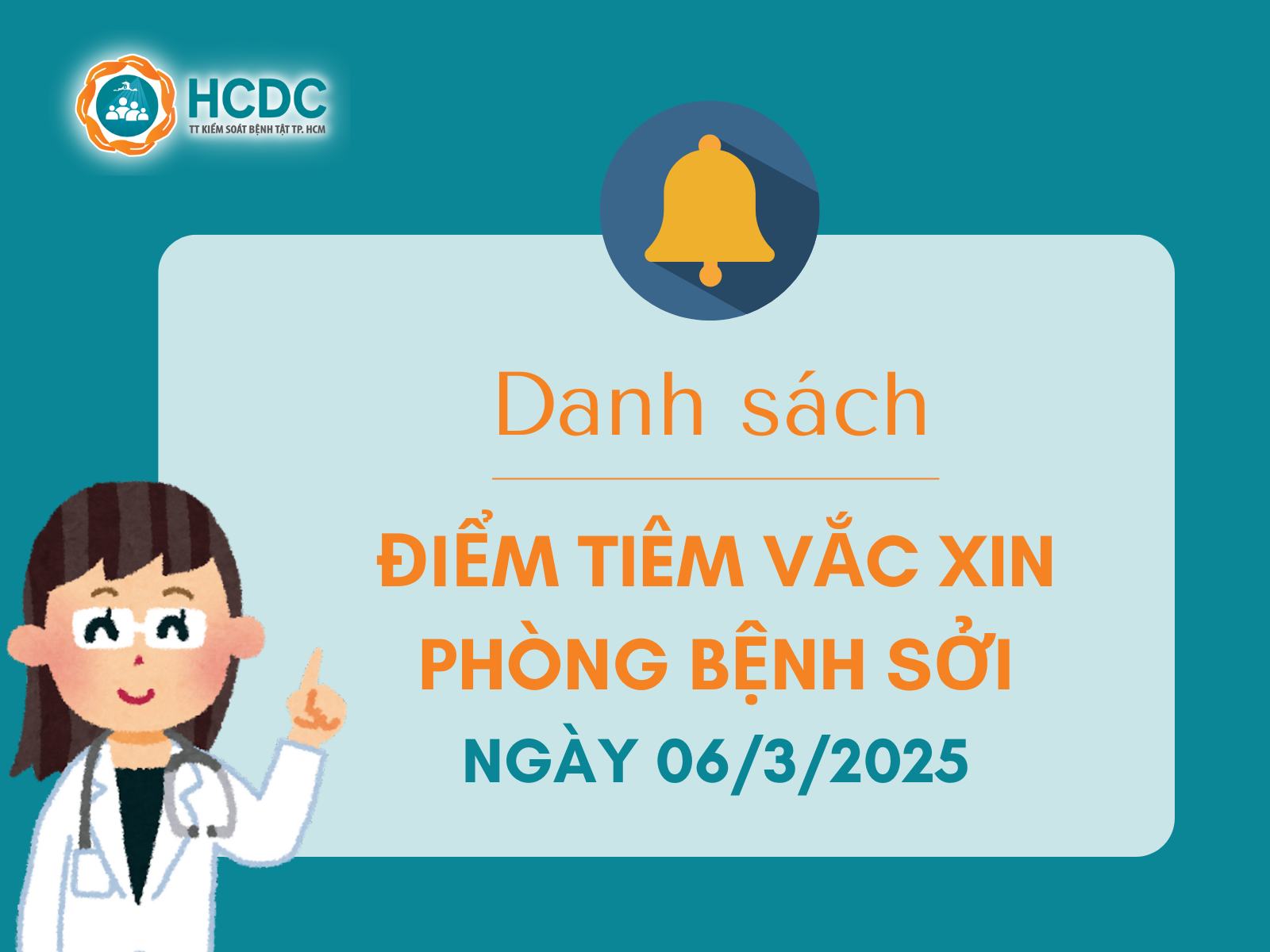 Danh sách điểm tiêm vắc xin phòng bệnh sởi ngày 06/3/2025