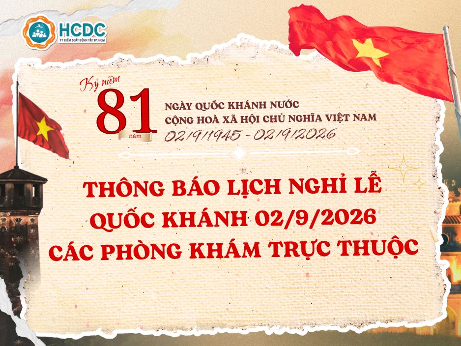 HCDC: Lịch nghỉ lễ Quốc Khánh 02/9/2026 của phòng khám trực thuộc