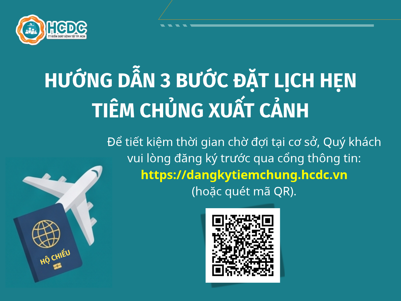 Hướng dẫn 3 bước đặt lịch tiêm chủng xuất cảnh tại HCDC