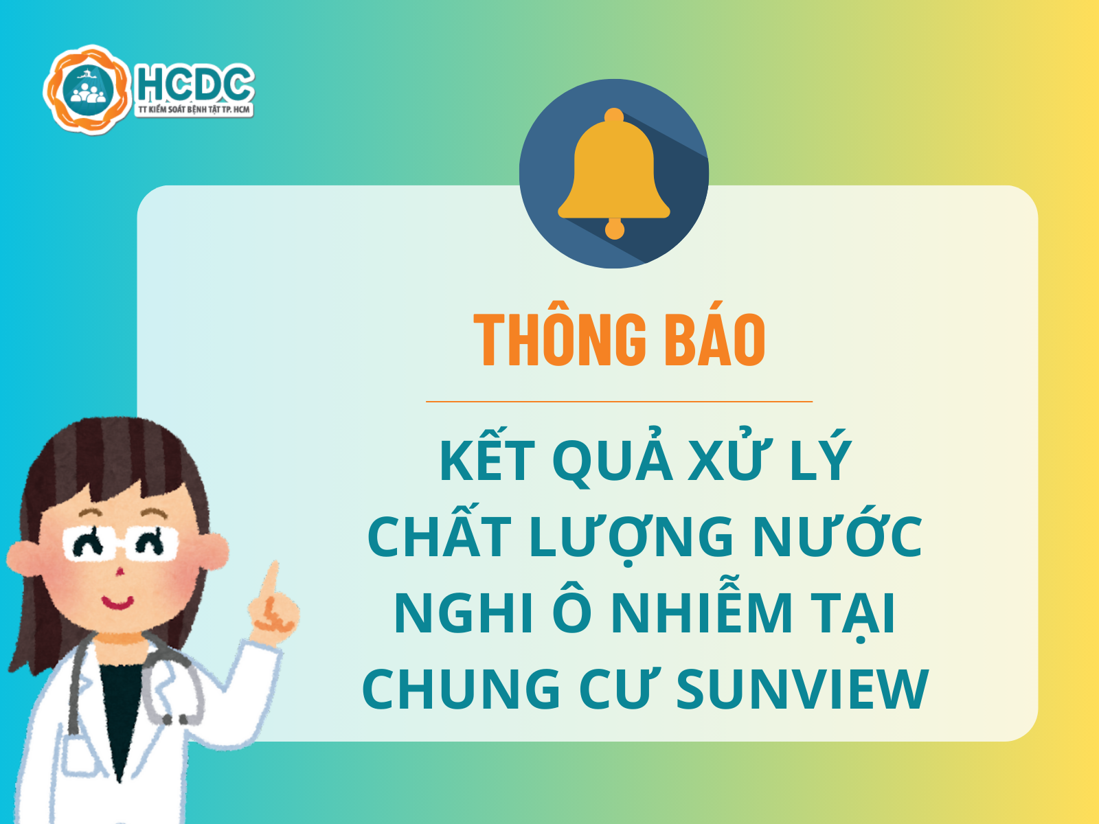Kết quả xử lý chất lượng nước nghi ô nhiễm tại chung cư Sunview (Tam Phú), phường Tam Bình