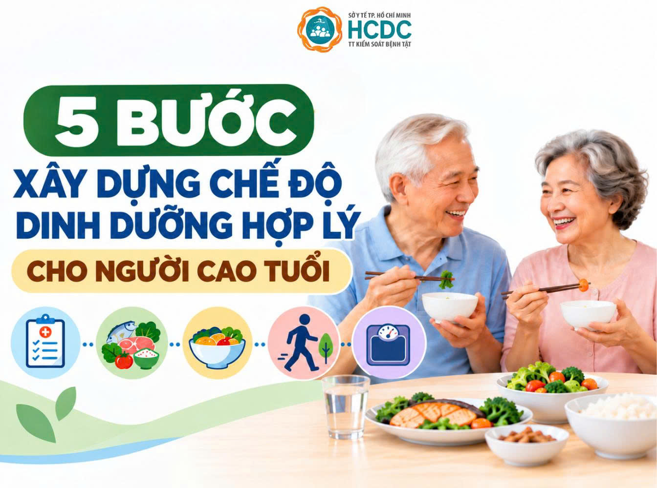 5 bước xây dựng chế độ dinh dưỡng hợp lý cho người cao tuổi