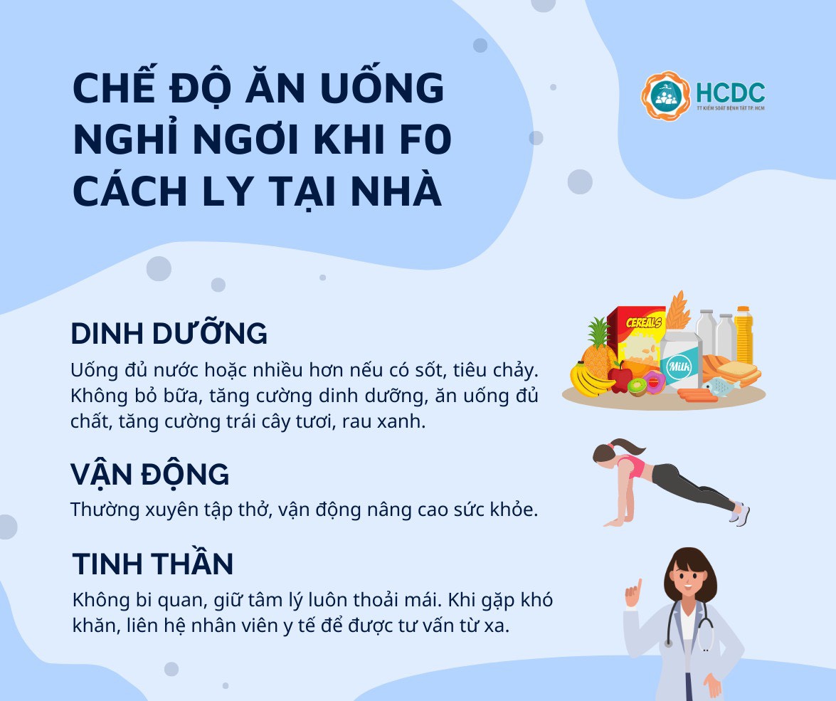 Chế độ ăn uống và nghỉ ngơi khi F0 cách ly tại nhà
