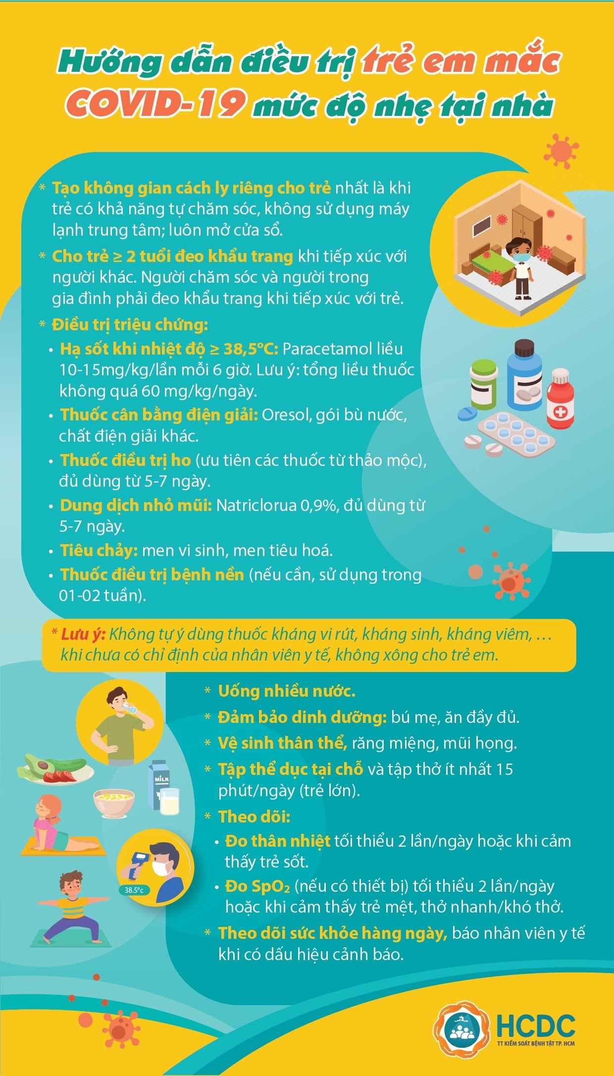 Hướng dẫn điều trị trẻ em mắc COVID-19 mức độ nhẹ tại nhà