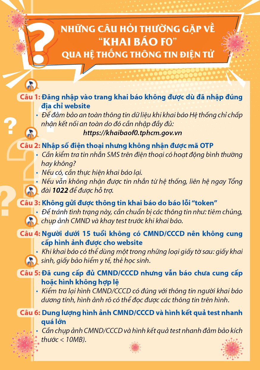 Những câu hỏi thường gặp về "KHAI BÁO F0" qua hệ thống thông tin điện tử