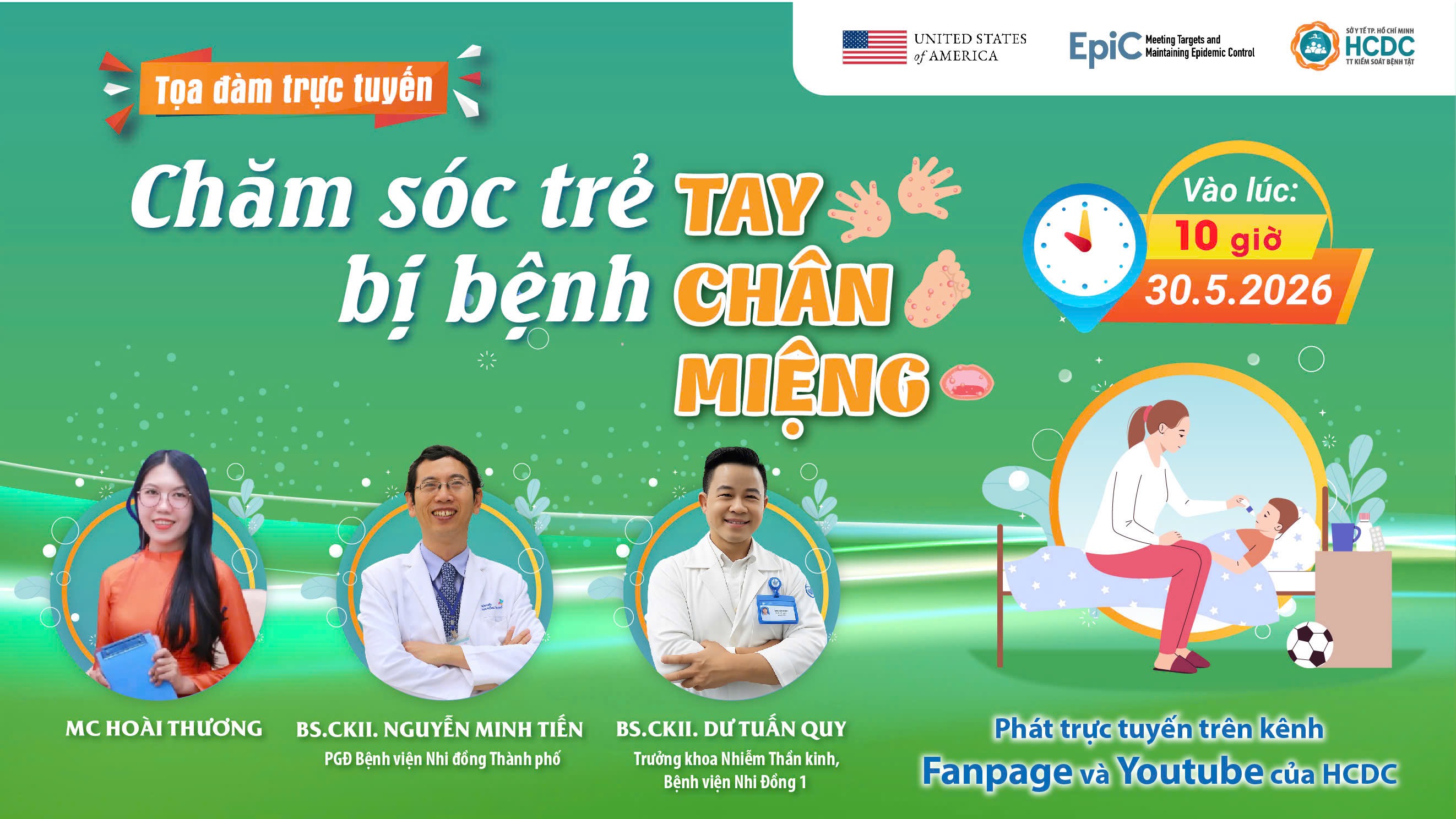 Tọa đàm “Chăm sóc trẻ bị bệnh tay chân miệng” sẽ lên sóng sau 2 giờ nữa