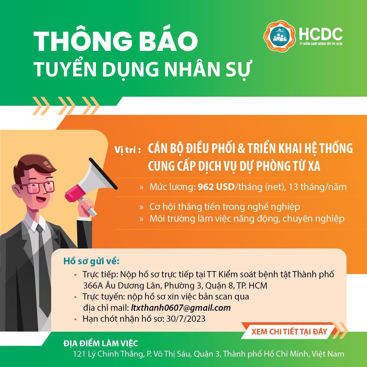 TUYỂN DỤNG NHÂN SỰ - Cán bộ điều phối & triển khai hệ thống cung cấp dịch vụ dự phòng từ xa